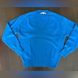 White + Warren Vibrant Blue V-Neck Sweater
